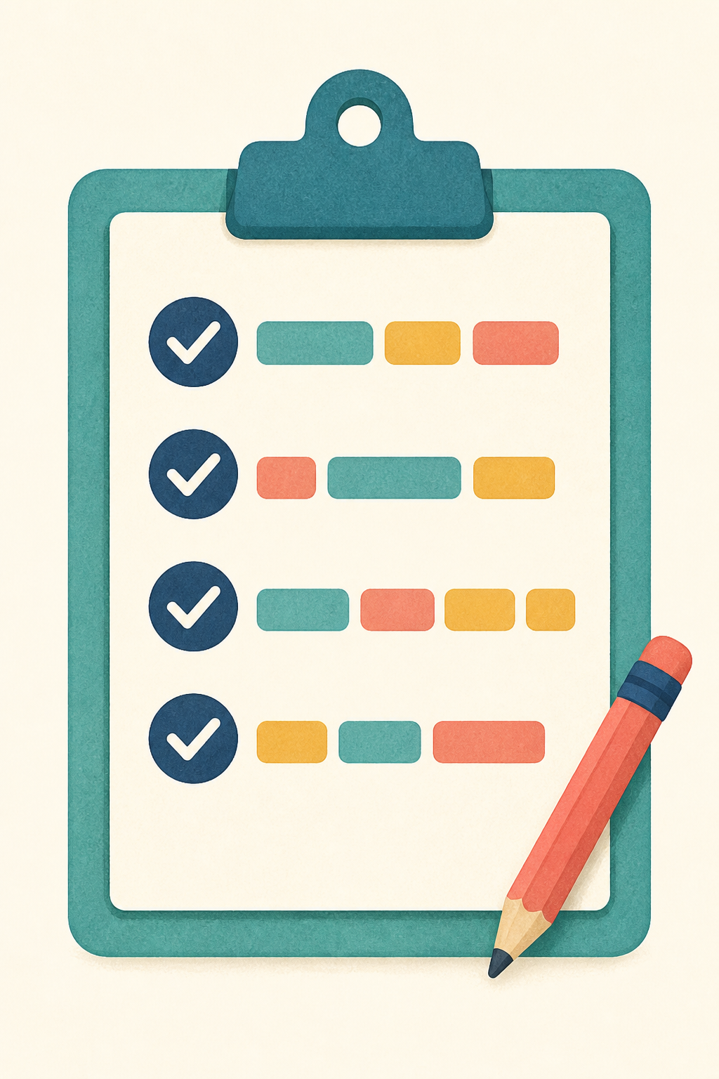 Illustrated clipboard representing a repeatable word-learning routine